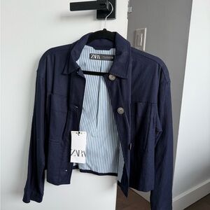 Zara Blue Linen Jacket